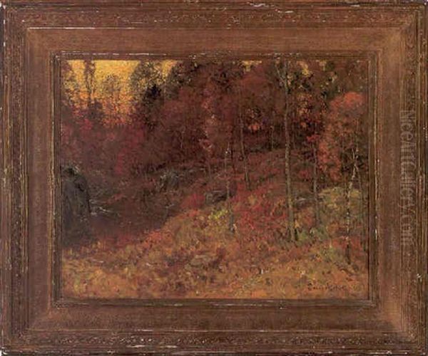 A Forest Brook At Sunset, Autumn - view 1