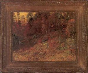 A Forest Brook At Sunset, Autumn by John Joseph Enneking