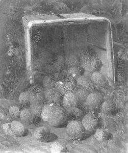 Still Life With Overturned Basket Of Strawberries by John Joseph Enneking