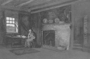 Old Woman In An Interior (the Eliot Homestead) by John Joseph Enneking