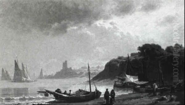 Harbor View With Beached Fishing Boats - view 1
