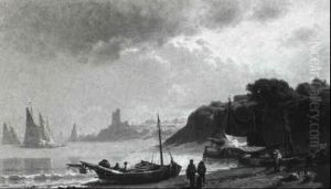 Harbor View With Beached Fishing Boats Harbor View With Beached Fishing Boats