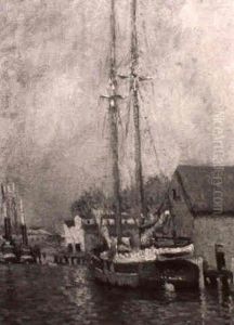 Along The Waterfront, Mystic by Joseph Eliot Enneking