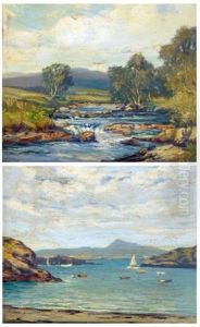 Near Dolgelly And Near Holyhead, North Wales (2 Works) by Augustus William Enness