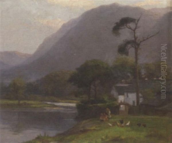 Children Playing By A River Bank - view 1