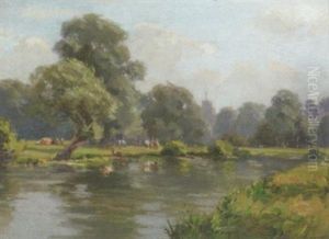 Cattle Grazing By A River Cattle Grazing By A River