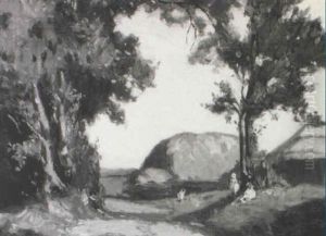 Pulborough - Children By A Haystack by Augustus William Enness
