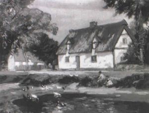 The Pool -suffolk by Augustus William Enness