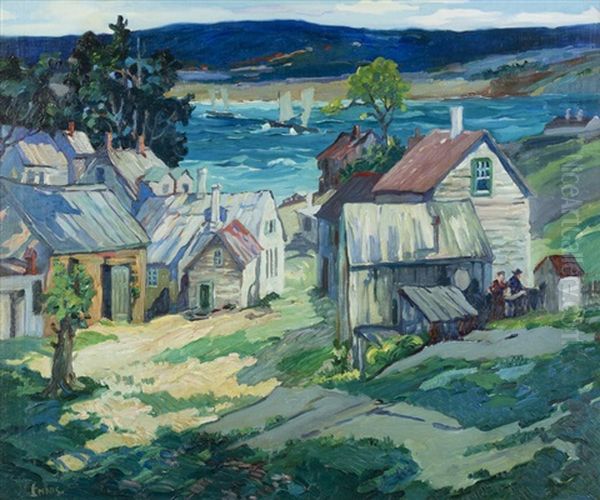 Town Along A Coastal Inlet With Sailboats - view 1