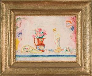 Fleurs Et Statuette by James Ensor