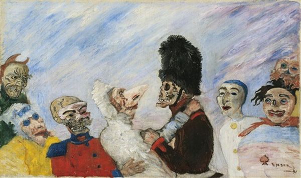 Squelette Arretant Masques by James Ensor