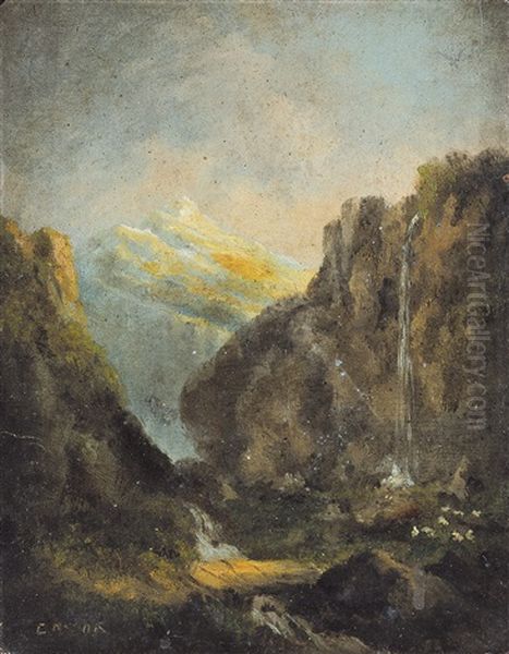 Berglandschap Met Waterval - view 1