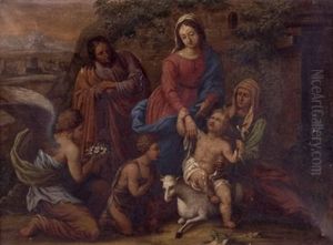 Hl. Familie Mit Elisabeth, Johannes Und Einem Engel