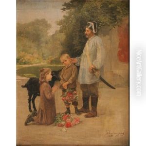 Collecting Flowers: Two Children With An Old Soldier Collecting Flowers: Two Children With An Old Soldier