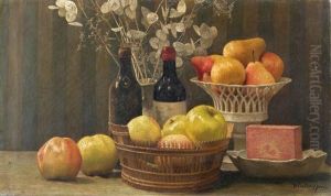 Nature Morte Aux Fruits Et Bouteilles De Vin