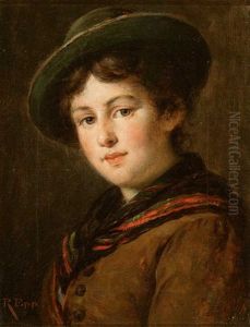 Dreiviertelportrait Eines Jungen Madchens Mit Hut