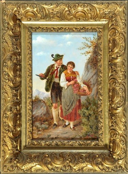 Wildschutz Und Dirndl Mit Almrosen In Den Bergen - view 1
