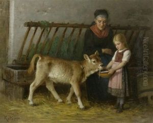 Kalb Im Stall by Rudolf Epp