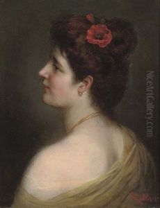 Portrait Of A Lady With A Poppy In Her Hair by Rudolf Epp