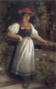 Schwarzwalder Bauernmadchenin Gutachter Tracht by Rudolf Epp
