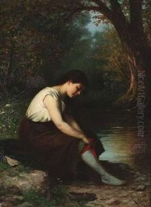 Madchen Mit Rotem Strumpfband by Rudolf Epp