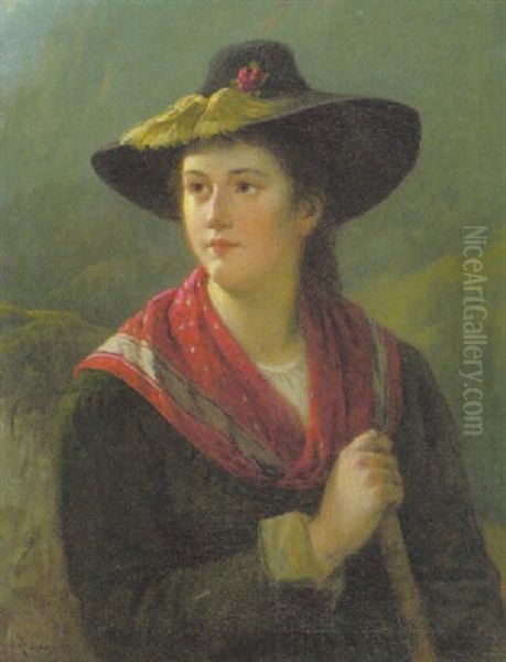 Tiroler Madchen In Tracht Und Mit Almrausch Am Hut - view 1