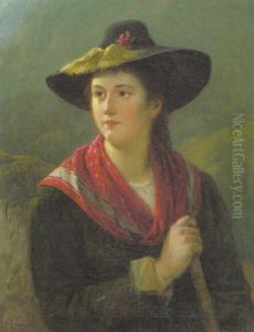 Tiroler Madchen In Tracht Und Mit Almrausch Am Hut by Rudolf Epp