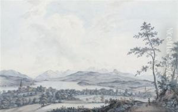 Vue De Thalweil.paysage Au Prere Du Laco De Zuric D'apres La Nature - view 1