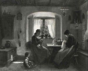 Bauerinnen In Der Stube by Rudolf Epp