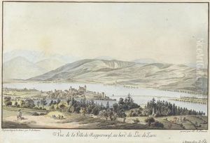 Vue De La Ville De Rapperswyl, Au Bord Du Lac De Zuric Vue De La Ville De Rapperswyl, Au Bord Du Lac De Zuric