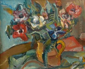 Bouquet De Fleurs Sur Un Entablement by Henri Epstein