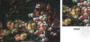 Fruits Et Fleurs Sur Un Entablement