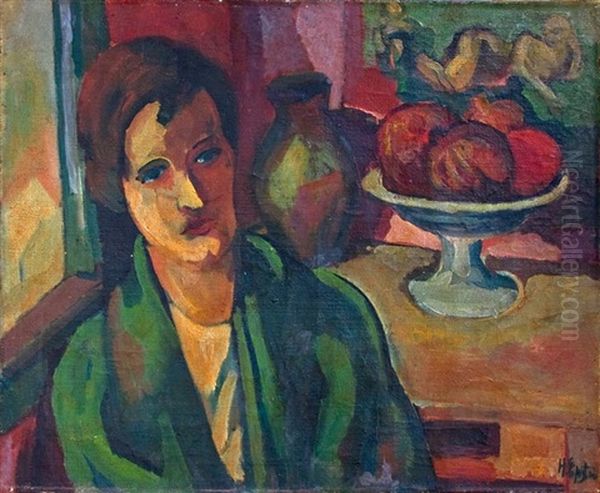 Woman With Fruit Bowl - view 1