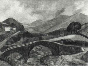 Hilly Landscape With A Bridge, France by Henri Epstein