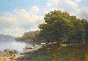 On The Lake Shore by Mikhail Spiridonovich Erassi