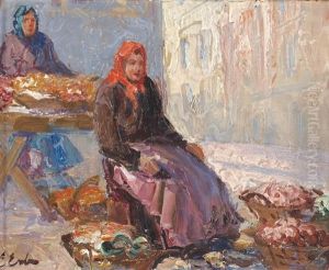 Small Market Scene by Erno Erb