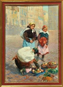Gemuseverkauferinnen Am Marktplatz by Erno Erb