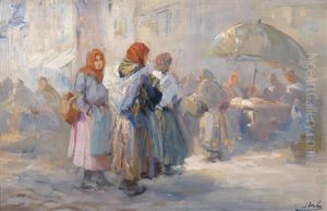 Marktszene In Lemberg by Erno Erb