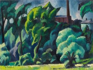 Landschaft Mit Fabrik by Adolf Erbsloeh