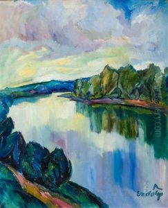 Flusslandschaft by Adalbert Erdelyi