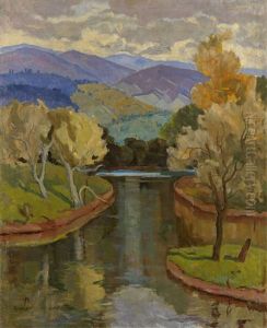 Town Of Uzhgorod In Autumn by Adalbert Erdelyi