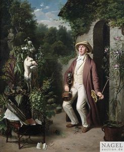 Ein Entsetzter Blumenfreund Erblickt Den Schaden, Den Eine Ziege In Seinem Garten Angerichtet Hat by Ludwig Erdmann