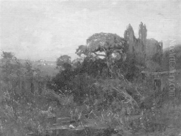 Italienischer Park Im Letzten Abendlicht (romische Campagna) - view 1