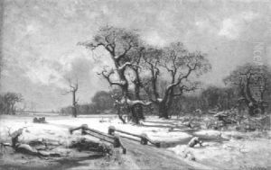 Fuhrwerk In Winterlicher Landschaft Fuhrwerk In Winterlicher Landschaft