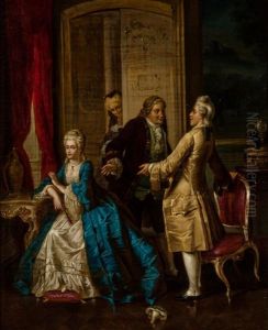 A Gentlemen's Discussion, A Couple Courting (pair) by Otto Erdmann