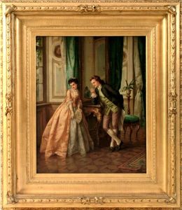Two Figures In A Ball Room Scene by Otto Erdmann