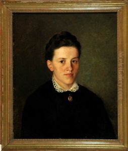 Portrait Einer Jungen Dame Im Schwarzen Kleid Und Mit Medaillon