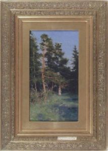 Kvinna I Skogsglanta Invid Blommande Nyponbuske by Elias Erdtman