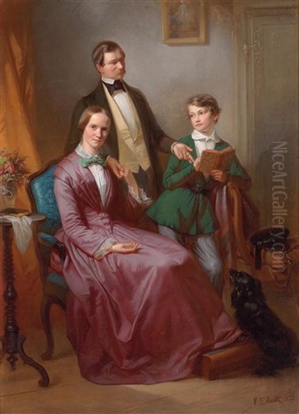 Familienbildnis - Adolph Burk, Dessen Gattin Louise Amalie Und Deren Sohn Hermann Christian - view 1