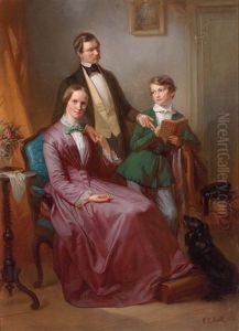 Familienbildnis - Adolph Burk, Dessen Gattin Louise Amalie Und Deren Sohn Hermann Christian
